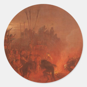Indianen, Buffalo Dance van Wimar Ronde Sticker