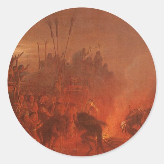  Indianen, Buffalo Dance van Wimar Ronde Sticker (Voorkant)