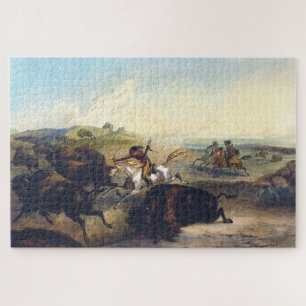 Indianen die de bizon jagen Karl Bodmer 1839 Legpuzzel