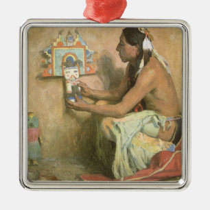  Indianen, Hopi Katchina van Couse Metalen Ornament