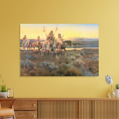 Indianen, Piegans van CM Russell Canvas Afdruk (Insitu (Woonkamer))
