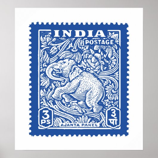 India's postzegelontwerp, olifant poster (Voorkant)