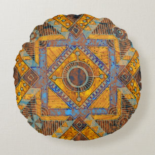 Indiase bloem paisley: Etnisch medaillon. Rond Kussen