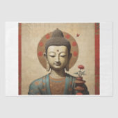 Indiase Boeddha op perkament met bloemen Tissuepapier (Voorkant)