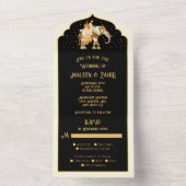 Indiase bruid bruidegom olifant bruiloft all in one uitnodiging (Binnen)