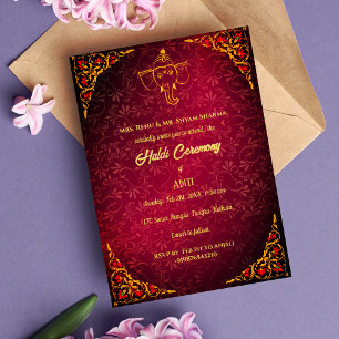 Indiase bruid Haldi-ceremonie Hindoe-koppel Royal Kaart