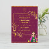 Indiase Bruid Mehndi Ceremonie Gouden Element Gane Kaart (Staand voorkant)