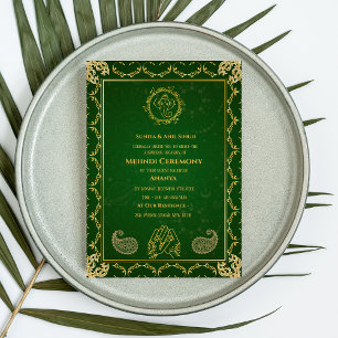 Indiase Bruid Mehndi Ceremonie Gouden Ontwerp Kaart