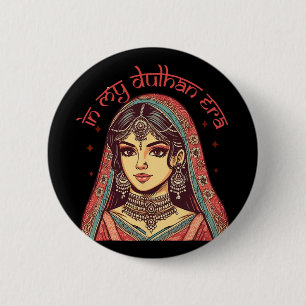 Indiase bruid om te trouwen Bruids Desi-huwelijk i Ronde Button 5,7 Cm