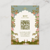 Indiase bruiloft Bloemen Lotus Oriental QR code RS Informatiekaartje (Voorkant)