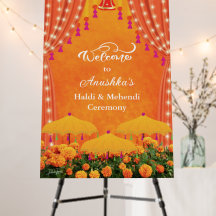 Indiase bruiloft Haldi Welkom bord