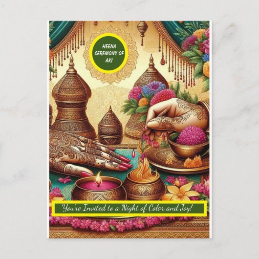 Indiase bruiloft henna ceremonie uitnodigingen (Voorkant)