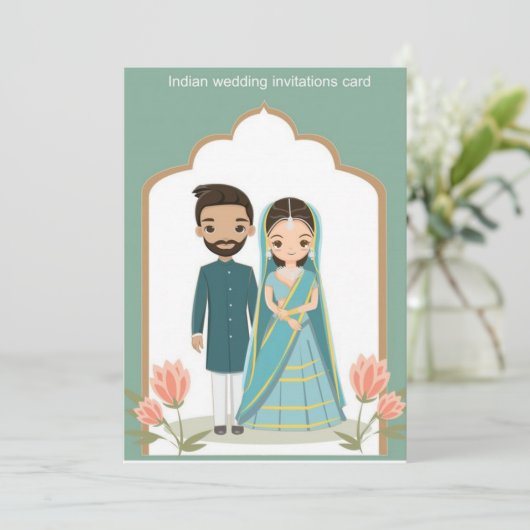 indiase bruiloft kaart (Staand voorkant)