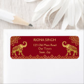 Indiase bruiloft kastanjebruiloft gouden olifanten etiket (Insitu)