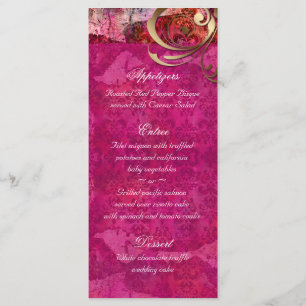 Indiase bruiloft menu Kaarten roze gouden Damask