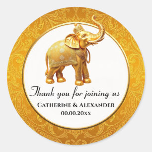Indiase bruiloft olifant brokaat patroon luxe ronde sticker