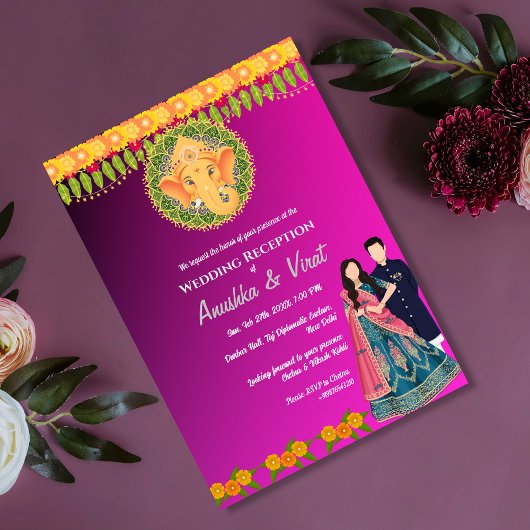 Indiase bruiloft receptie kaart