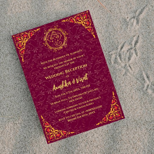 Indiase bruiloft receptie uitnodiging