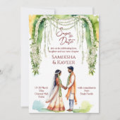 Indiase bruiloft red het date paar onder jasmijn kaart (Voorkant)