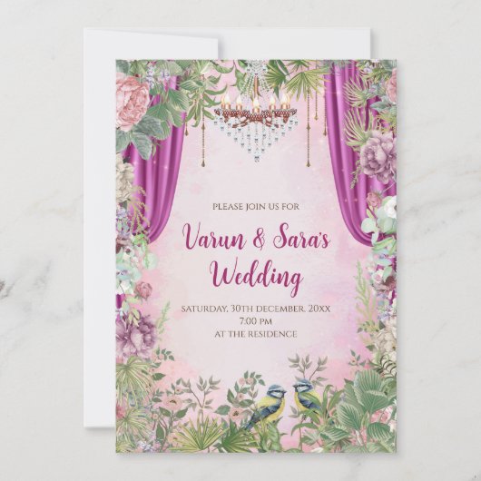 Indiase bruiloft uitnodigen Digitale Hindoe uitnod Kaart (Voorkant)