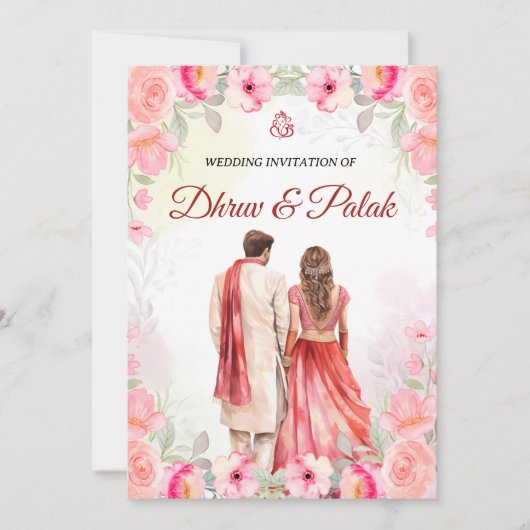 Indiase bruiloft uitnodiging Hindoe bruiloft uitno (Voorkant)