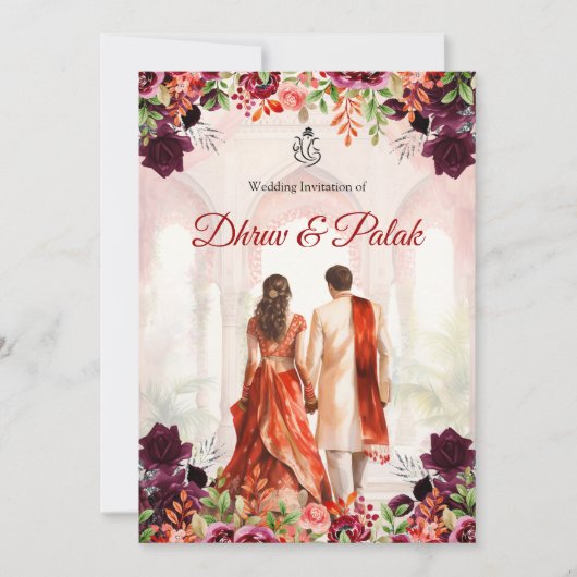 Indiase bruiloft uitnodiging Hindoe bruiloft uitno (Voorkant)