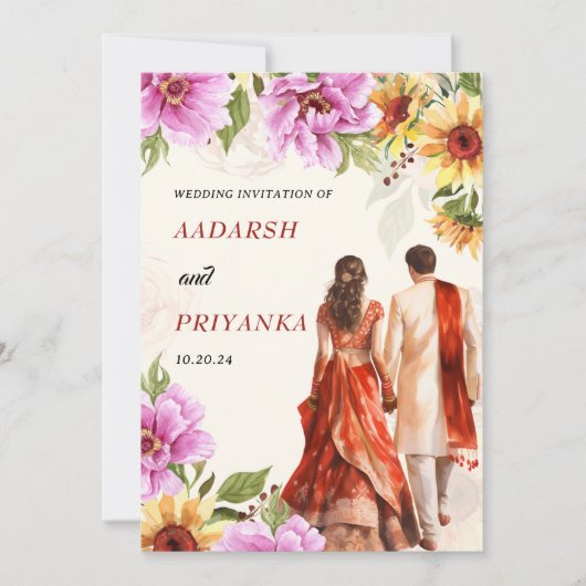 Indiase bruiloft uitnodiging Hindoe bruiloft uitno (Voorkant)