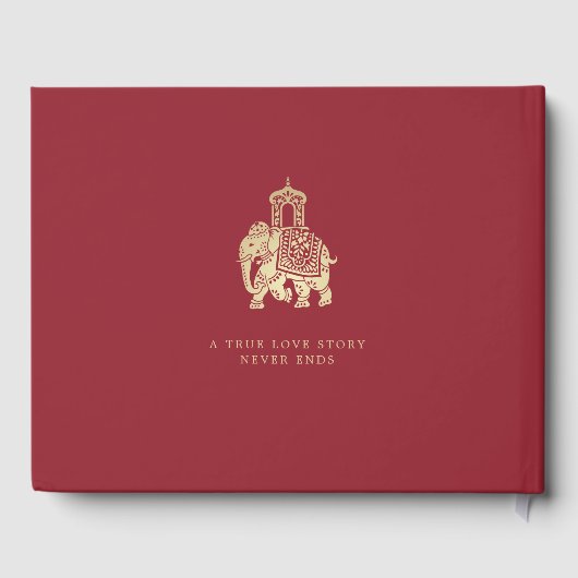 Indiase bruiloft uitnodiging, rood, goud, ganesha gastenboek (Achterkant)