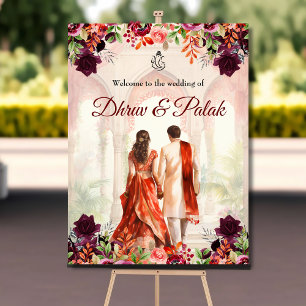Indiase bruiloft welkom teken Hindoe paar signage Poster