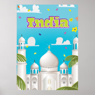 Indiase Cartoon reisafdruk. Poster