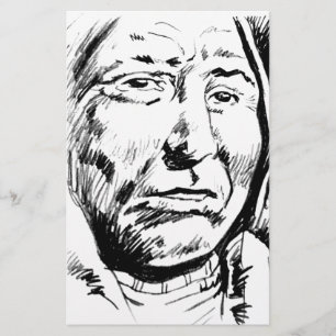 Indiase Chief Ink Sketch Motivatie Briefpapier