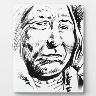 Indiase Chief Ink Sketch Motivatie Fotoplaat