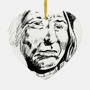 Indiase Chief Ink Sketch Motivatie Keramisch Ornament