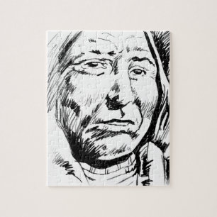 Indiase Chief Ink Sketch Motivatie Legpuzzel