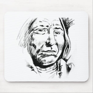 Indiase Chief Ink Sketch Motivatie Muismat