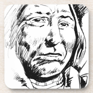 Indiase Chief Ink Sketch Motivatie Onderzetter