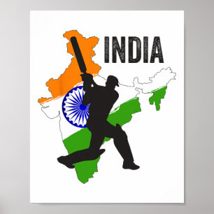Indiase Cricket Jersey India Cricket Team Liefhebb Poster
