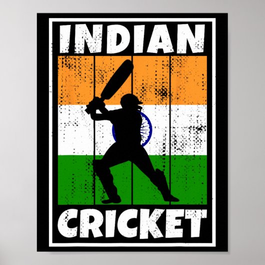 Indiase Cricketfan Vlag Van India Cricket Poster (Voorkant)