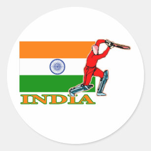 Indiase cricketspeler ronde sticker