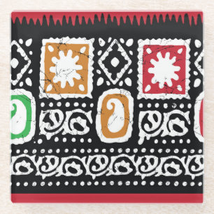 Indiase cultuur: traditionele kunst ontwerp glazen onderzetter