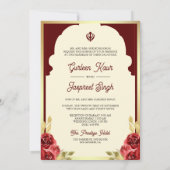 Indiase etnische rode Anand Karaj Sikh bruiloft Kaart (Achterkant)