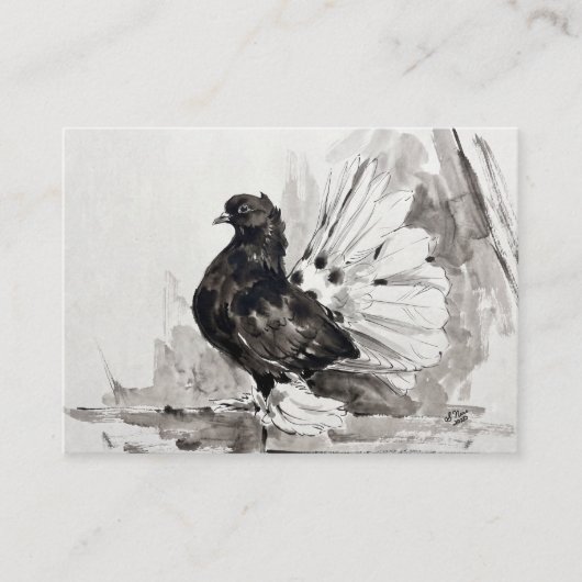 Indiase Fantail Duif Eyeliner Hen Visitekaartje (Voorkant)