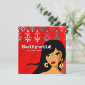 Indiase feestuitnodiging Zilver Rode Bindi Kaart (Staand voorkant)