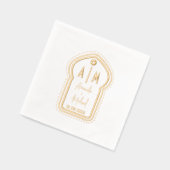 Indiase Folie Stampte servetten met monogrammen. (Links)