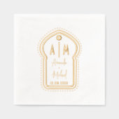 Indiase Folie Stampte servetten met monogrammen. (Voorkant)