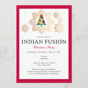Indiase Fusion Rode Meenakari Kerstvakantie Kaart
