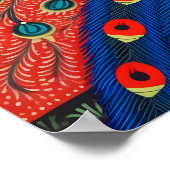 Indiase Gond Art Peacock | Kunst van India Poster (Hoek)