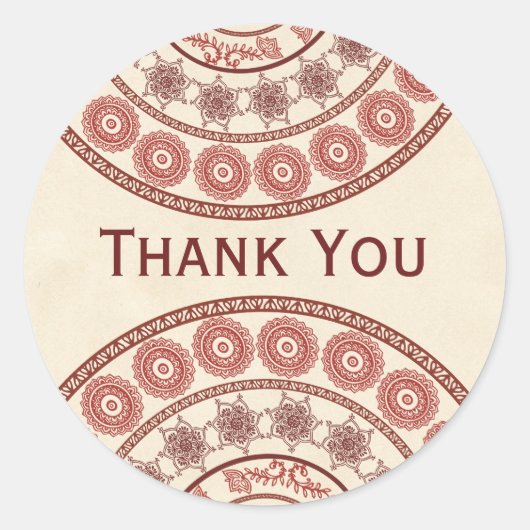 Indiase Henna Mehndi Bruiloft Ovale Sticker (Voorkant)