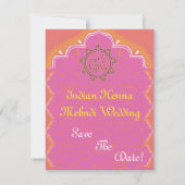 Indiase henna mehndi bruiloft save the date (Voorkant)