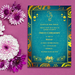 Indiase Hindoe Boy Dhoti Ceremony Pancha Kattu Inv Kaart